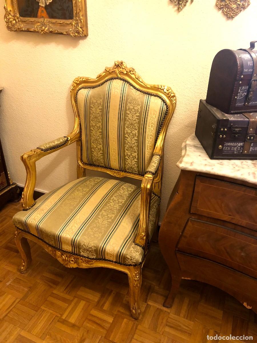 Antig&uuml;edades: Pareja de sillones en madera y pan de oro - Foto 2