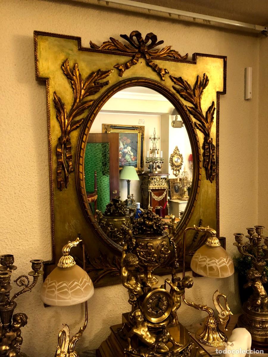 Antig&uuml;edades: Bonito espejo antiguo en madera dorada - Foto 2