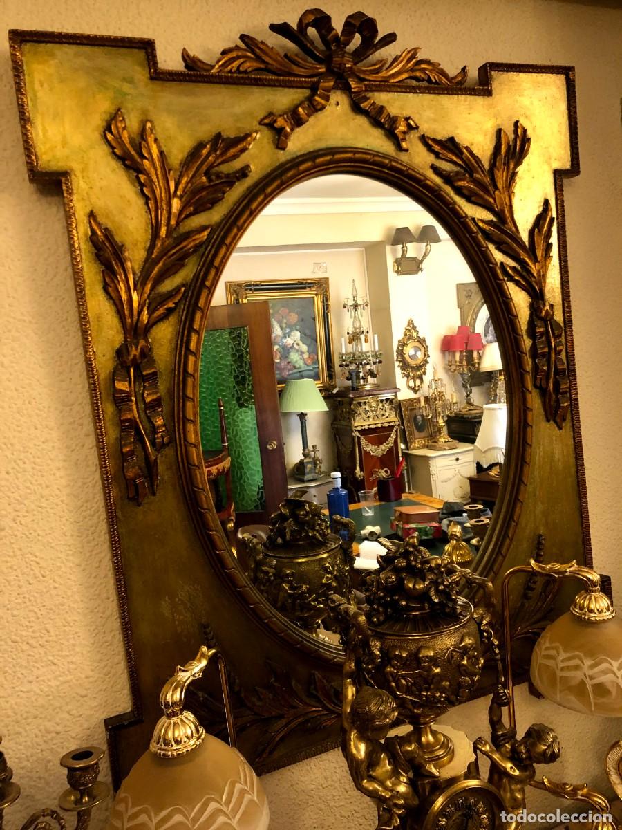 Antig&uuml;edades: Bonito espejo antiguo en madera dorada - Foto 3