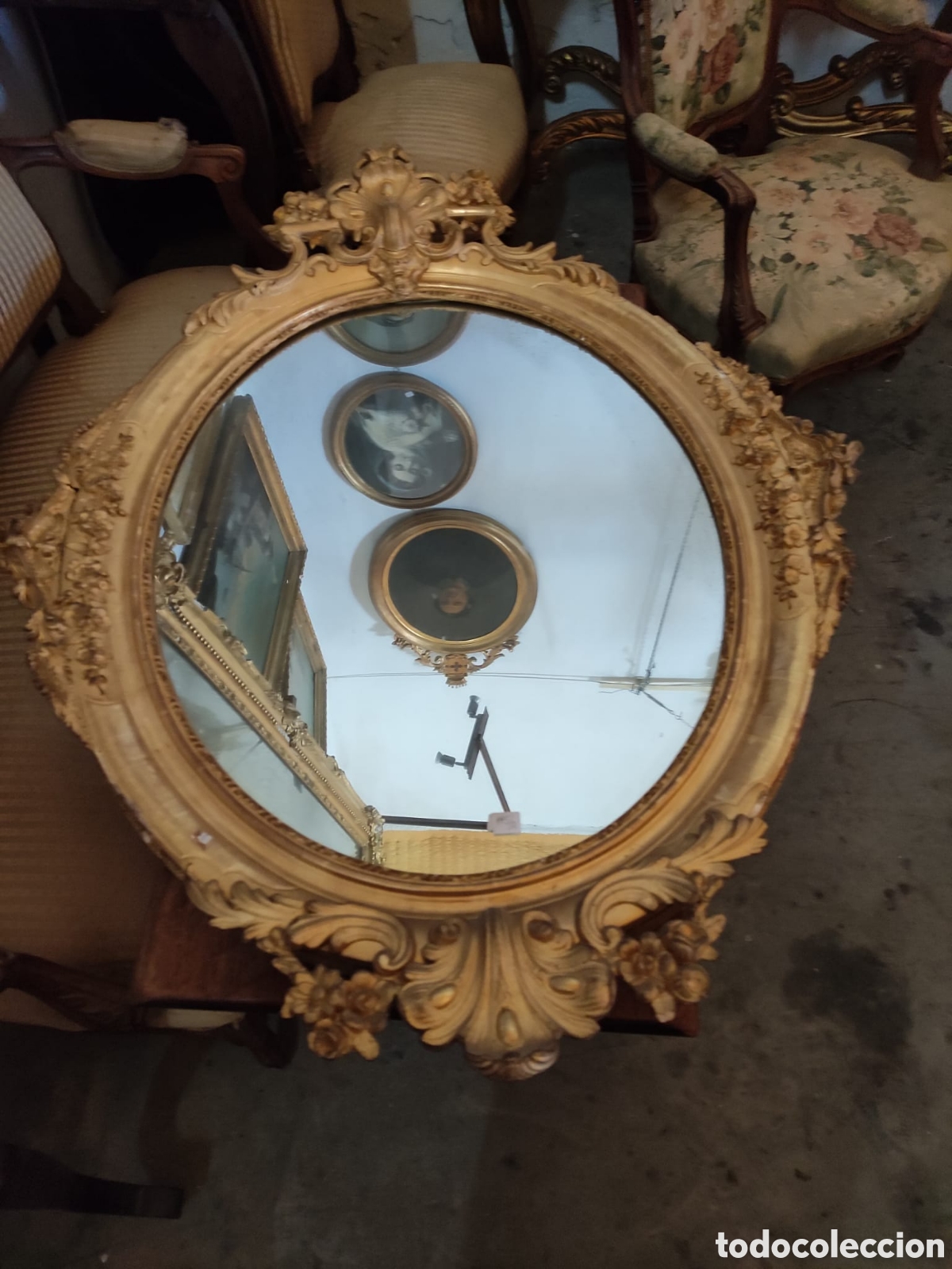 Antig&uuml;edades: Espejo isabelino dorado - Foto 3