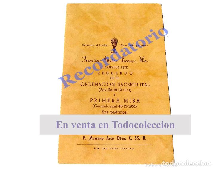 Antiquit&eacute;s: PBRO. FRANCISCO MU&Ntilde;OZ SERRA&Ntilde;O. ORDENACI&Oacute;N Y 1&ordf; MISA. 1951.