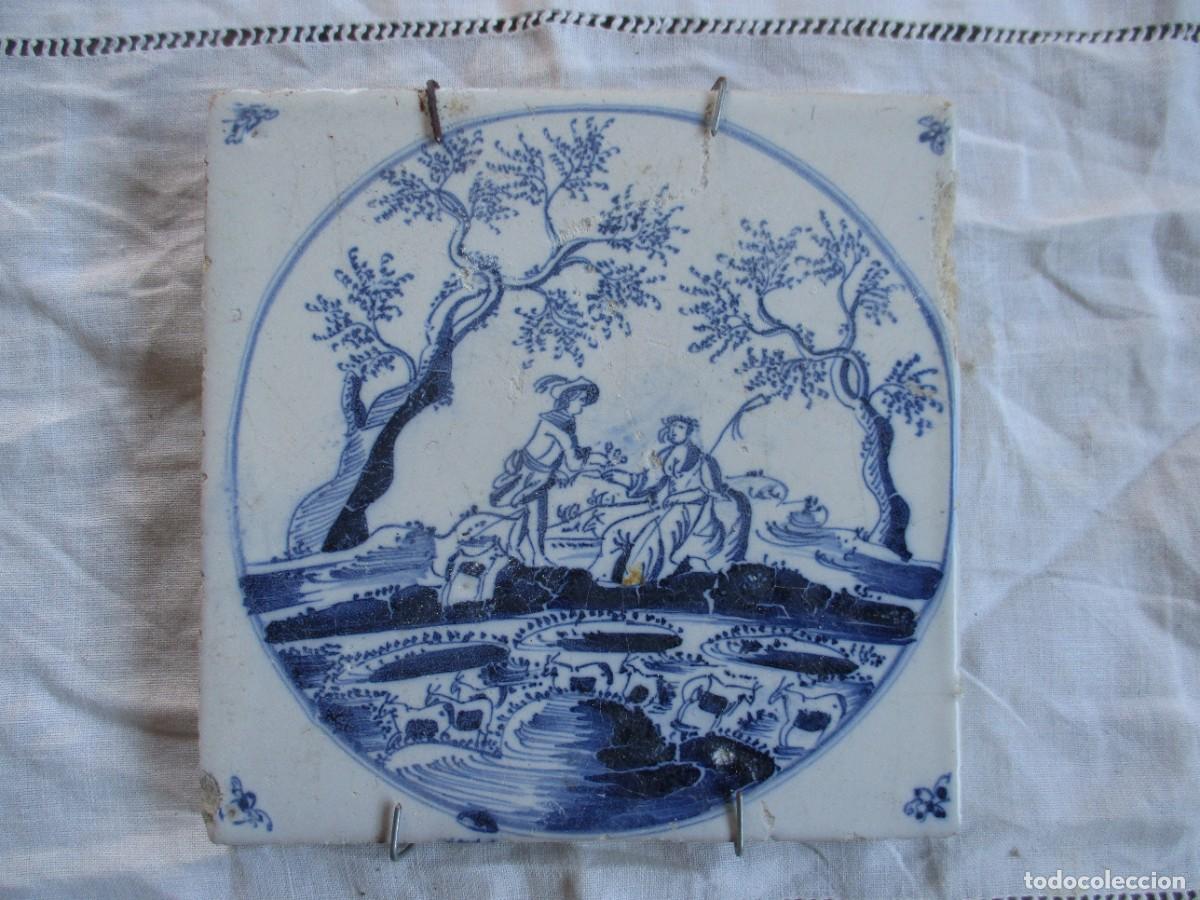 Antig&uuml;edades: Azulejo Delft siglo XVIII - Foto 1