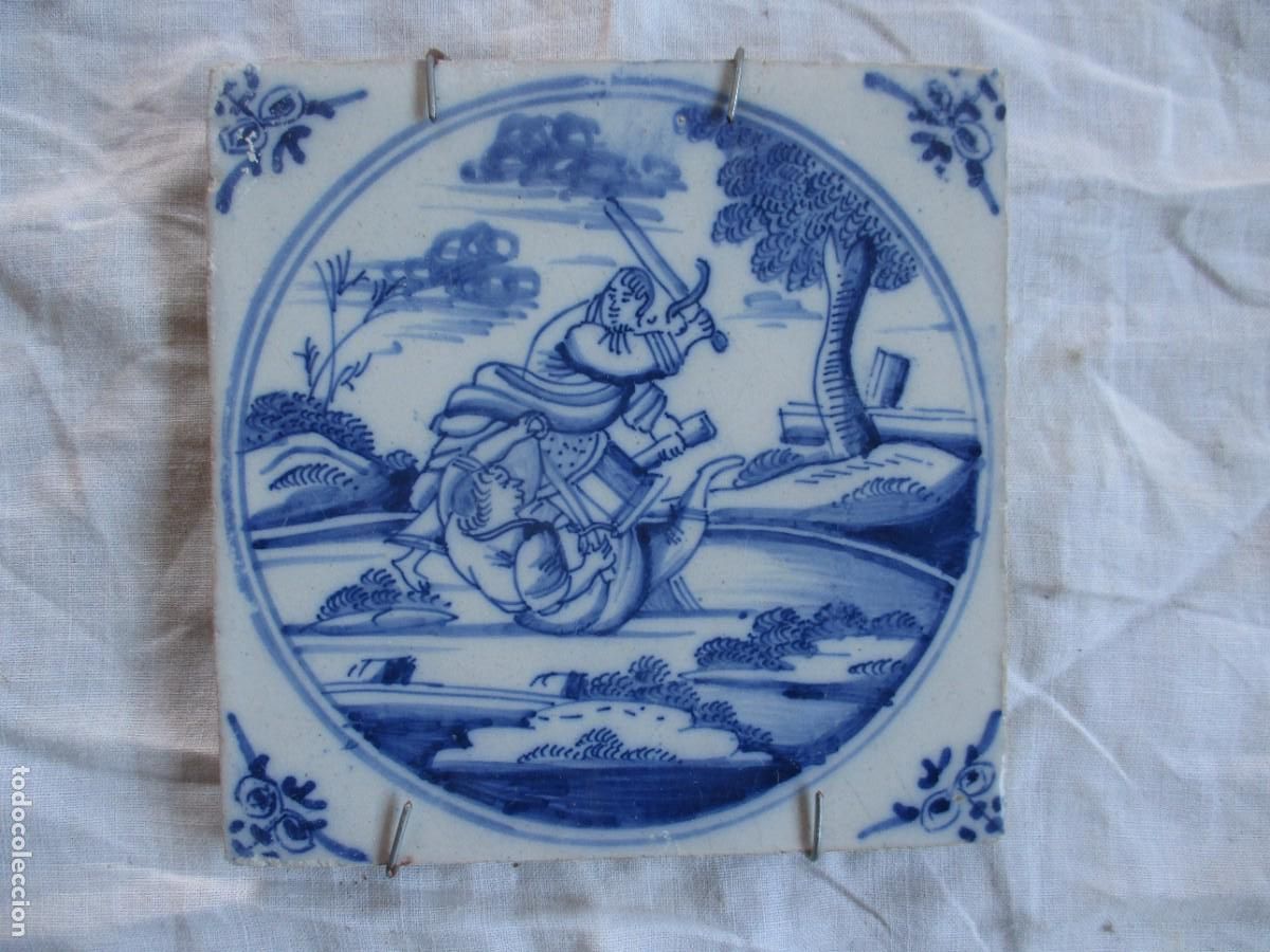 Antig&uuml;edades: Azulejo Delft siglo XVIII - Foto 1