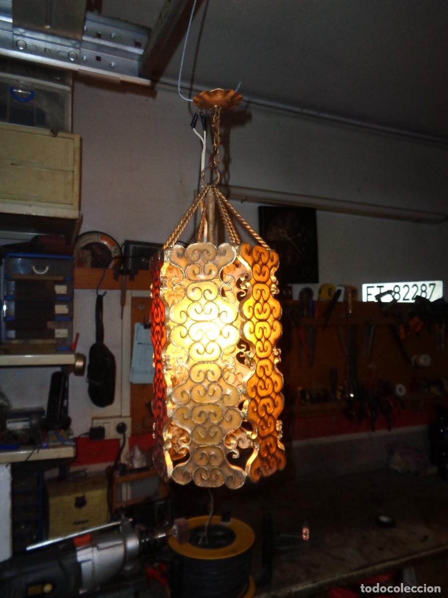 Antig&uuml;edades: antigua lampara de colores - Foto 3