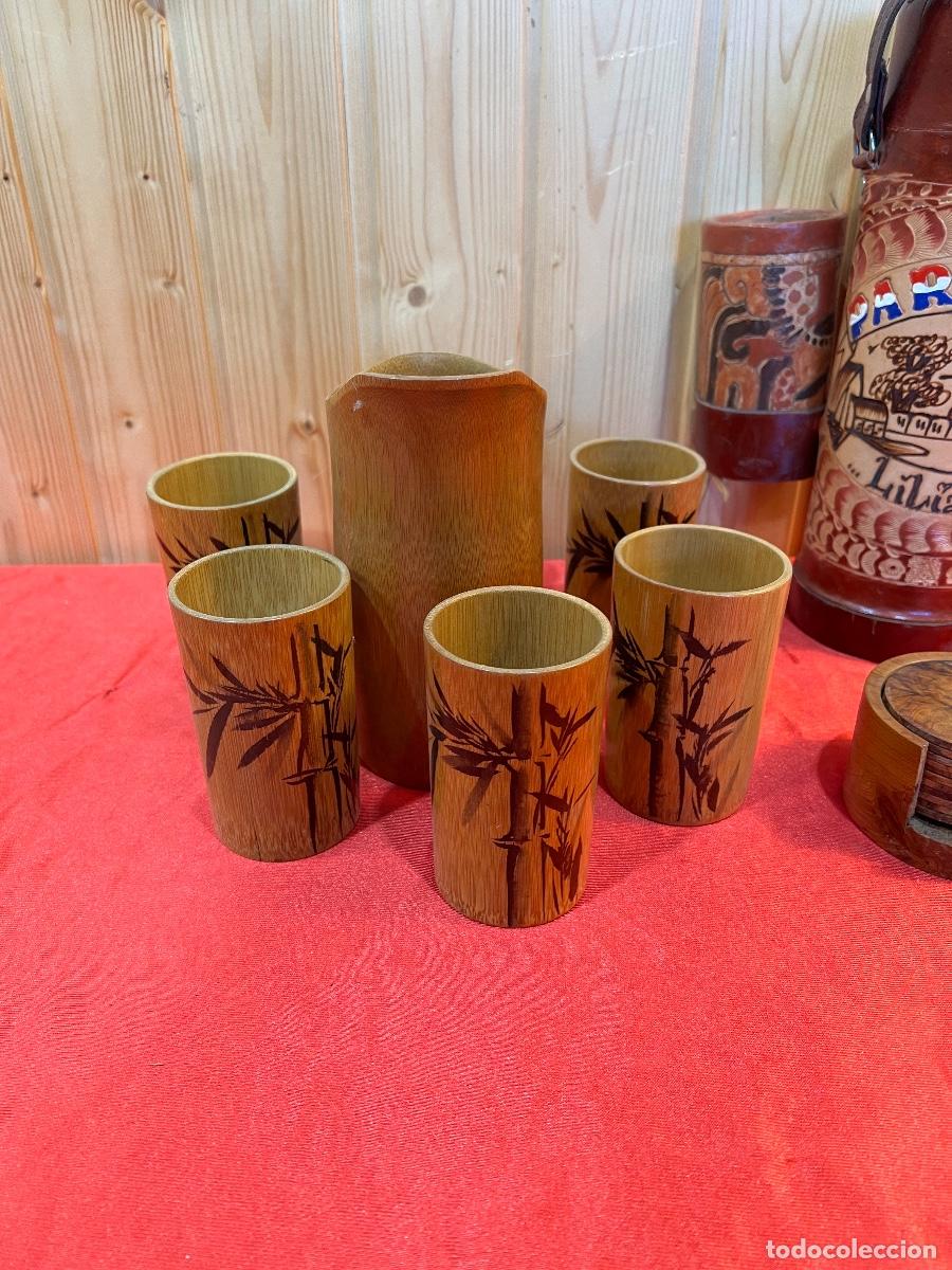 Antig&uuml;edades: JUEGO VASOS MADERA - Foto 2