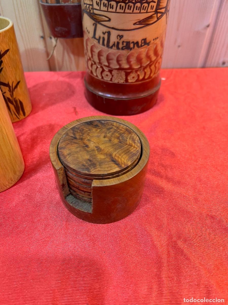 Antig&uuml;edades: JUEGO VASOS MADERA - Foto 3