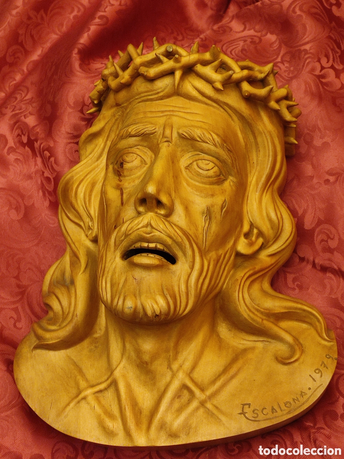 Antig&uuml;edades: Cabeza de Cristo en talla madera - Foto 2