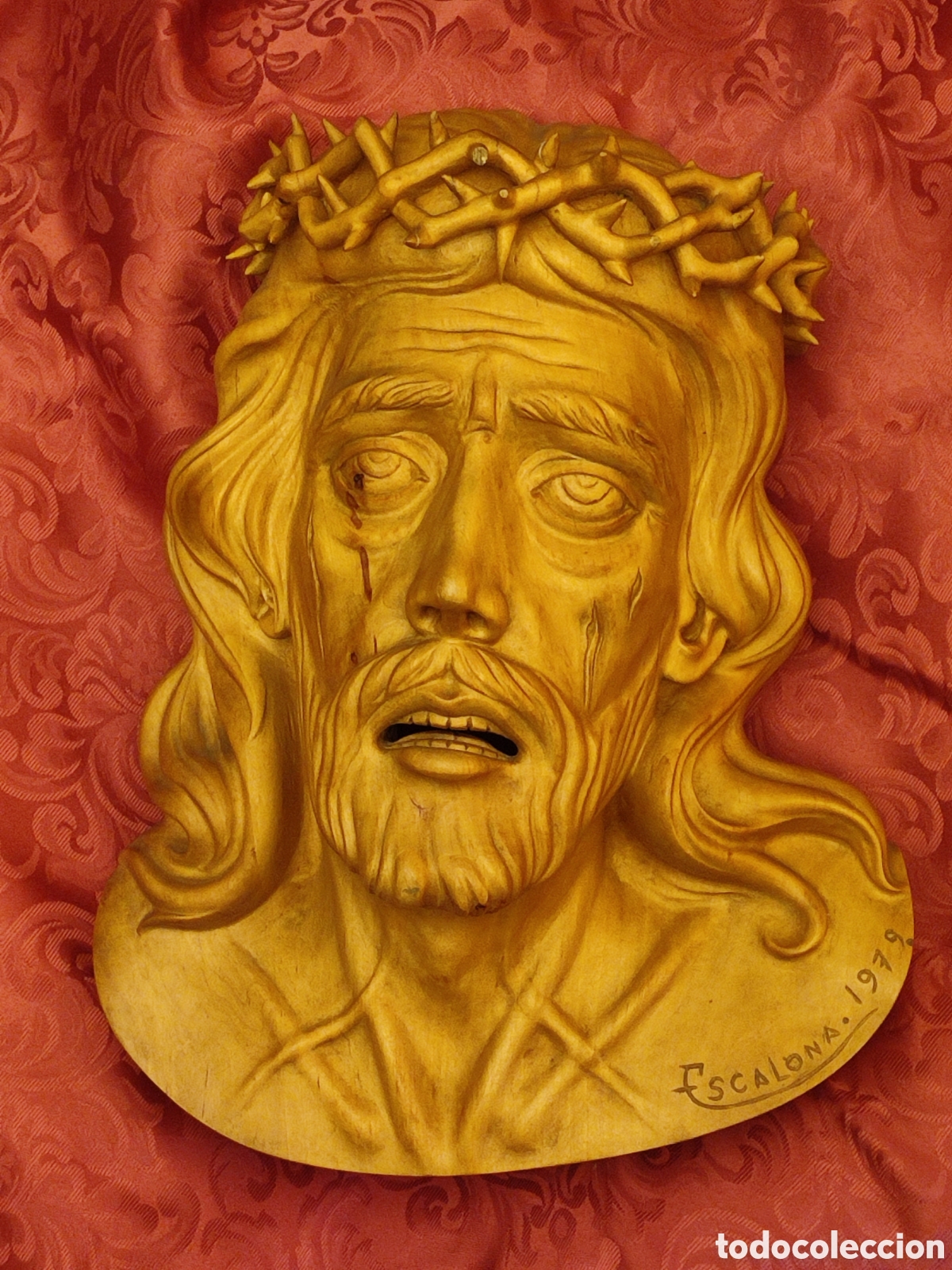 Antig&uuml;edades: Cabeza de Cristo en talla madera - Foto 4