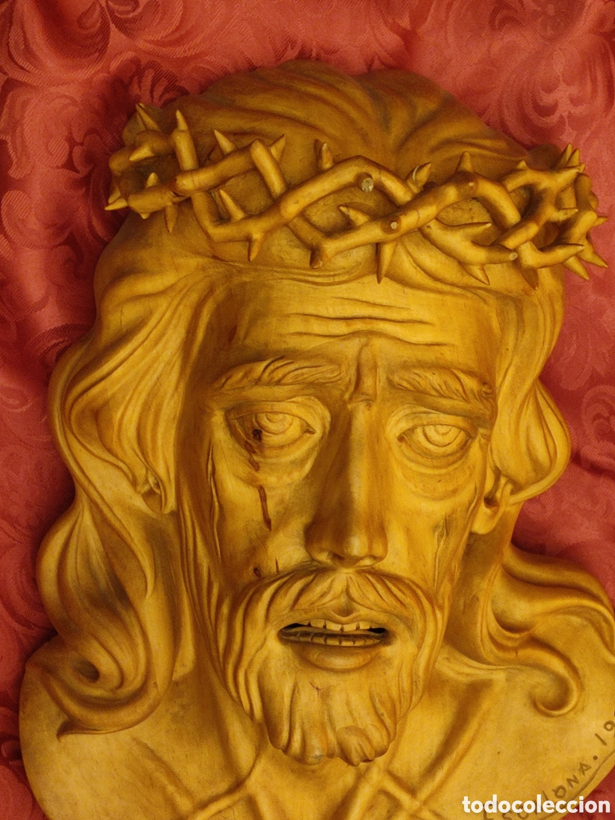 Antig&uuml;edades: Cabeza de Cristo en talla madera - Foto 6