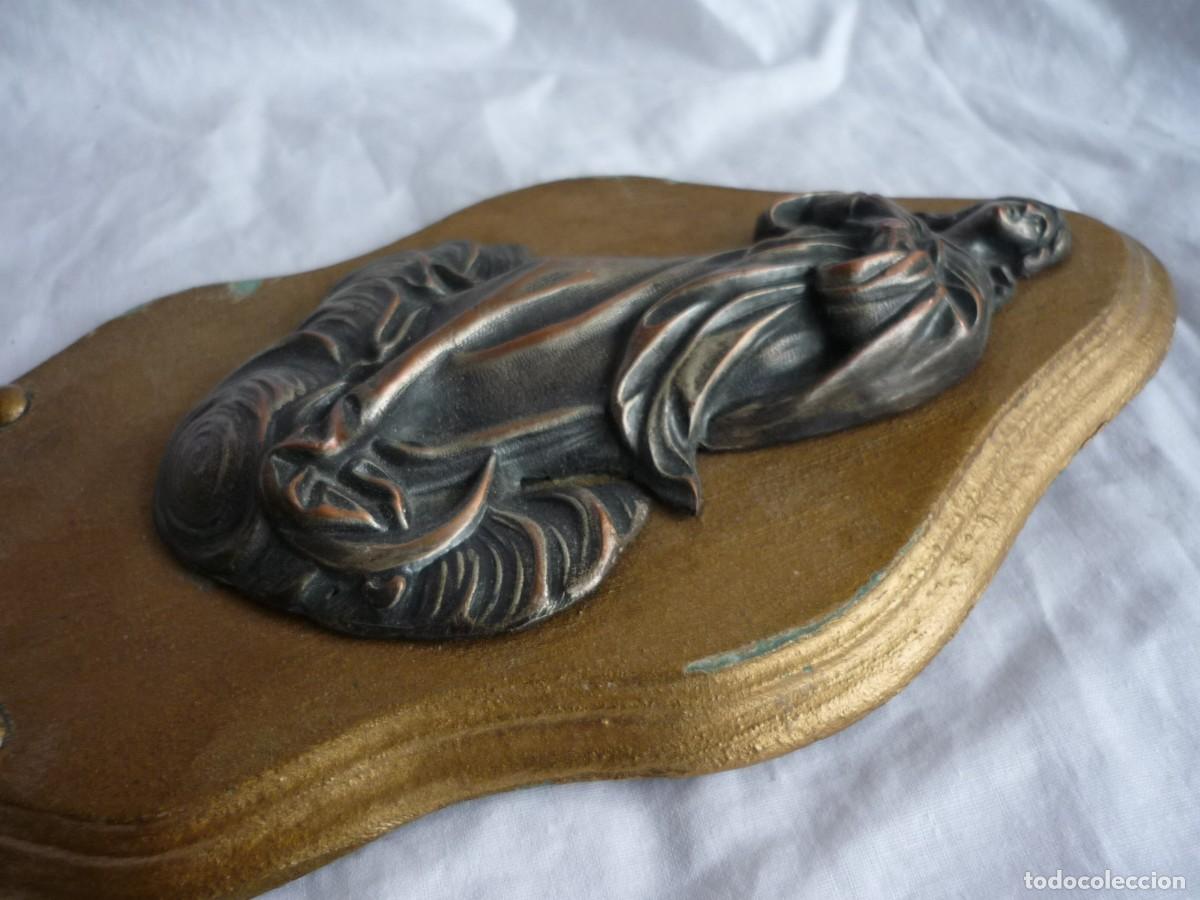 Antig&uuml;edades: Virgen de cobre sobre madera - Foto 4