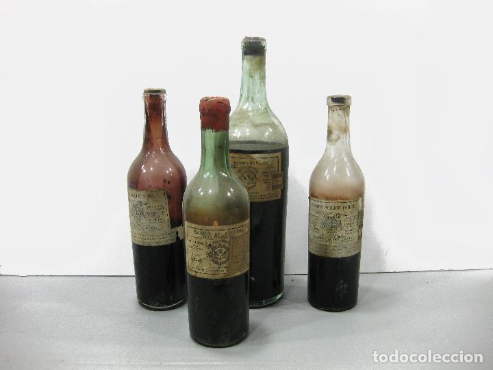 Antiquit&eacute;s: 4 BOTELLAS ANTIGUAS DE BARNIZ AL ALCOHOL. BERNIS ACAJOU FONCE. C. CERVERA