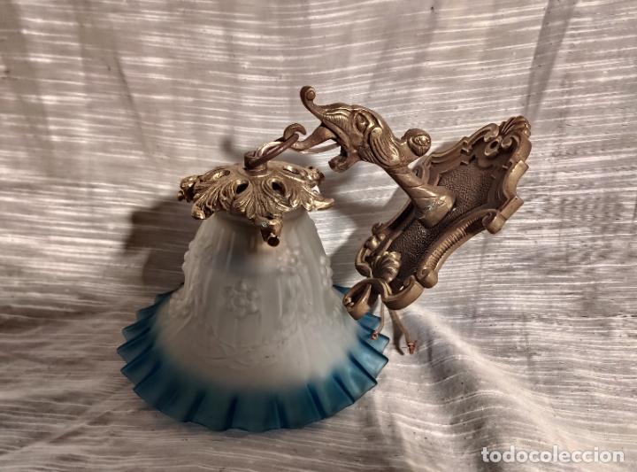 Antig&uuml;edades: APLIQUE DRAGON DE BRONCE Y TULIPA - Foto 4