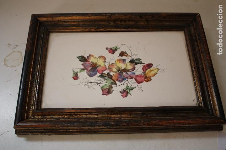 Antig&uuml;edades: azulejo con flores cuadro - Foto 3