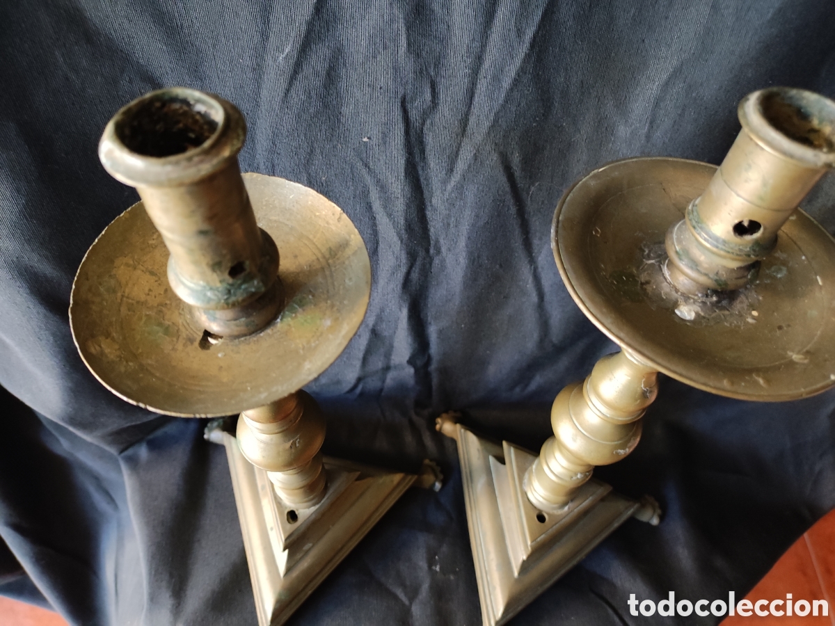 Antig&uuml;edades: Pareja candeleros barrocos - Foto 6