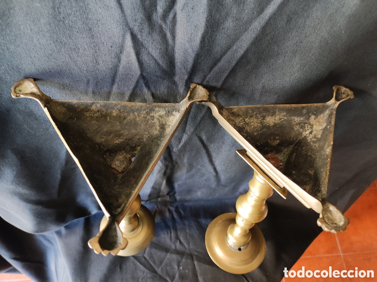 Antig&uuml;edades: Pareja candeleros barrocos - Foto 7