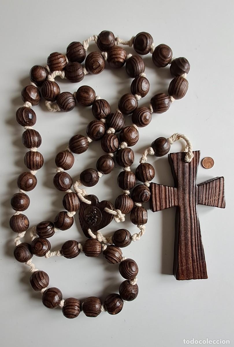 Rosario Grande De Madera Para Colgar En La Pared - Cuentas De 20 Mm Y Cruz De 8x14 Cm, Decoración Religiosa Católica