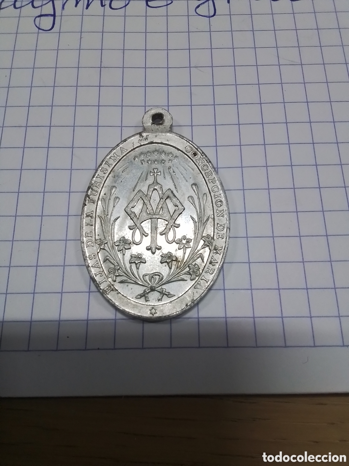 Antig&uuml;edades: Medalla de aluminio de la Virgen Mar&iacute;a - Foto 2
