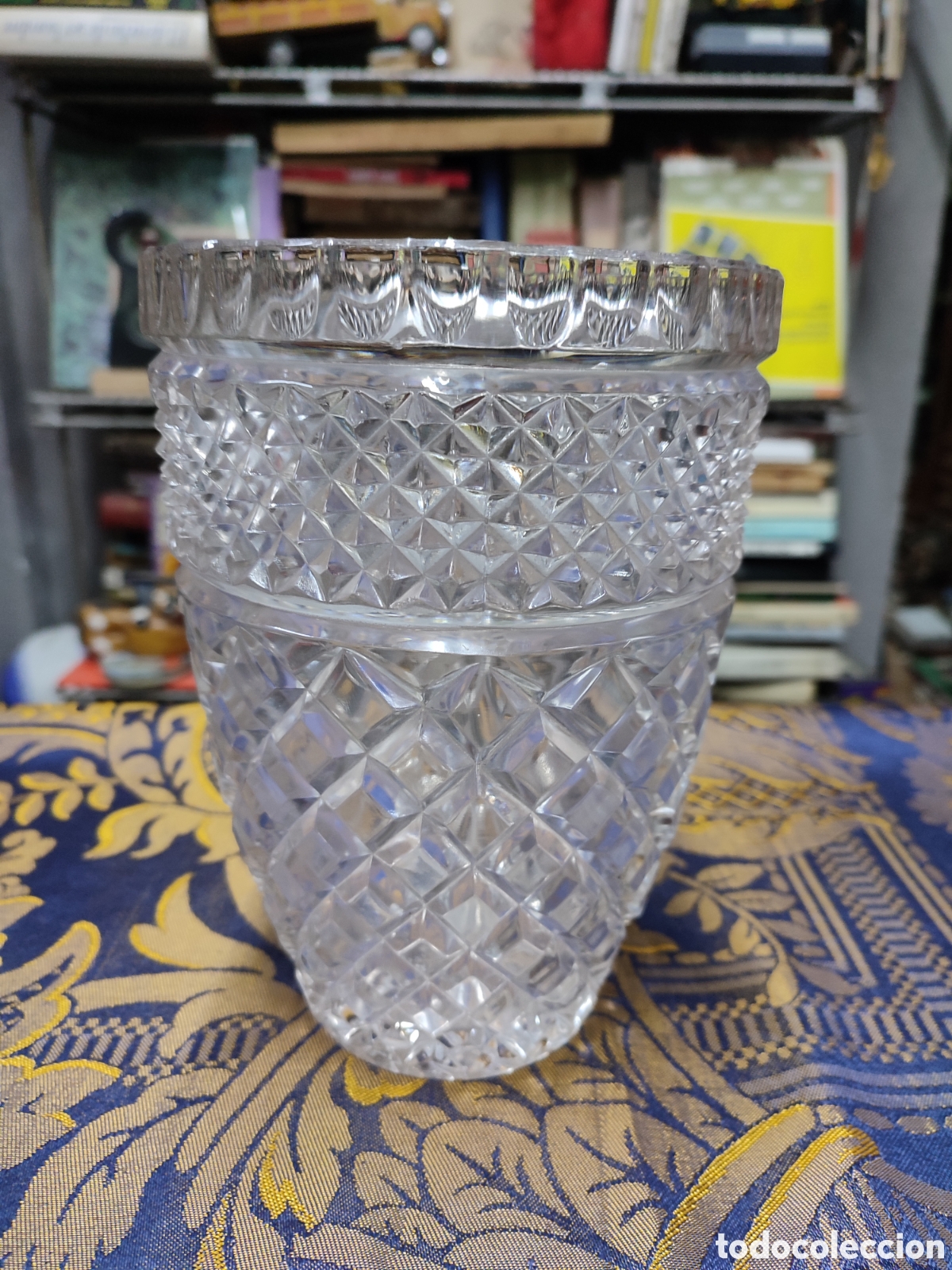 jarrón grande de cristal tallado - Compra venta en todocoleccion