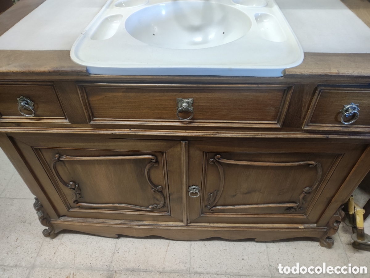 Antig&uuml;edades: Lavabo de nogal y marmol - Foto 10