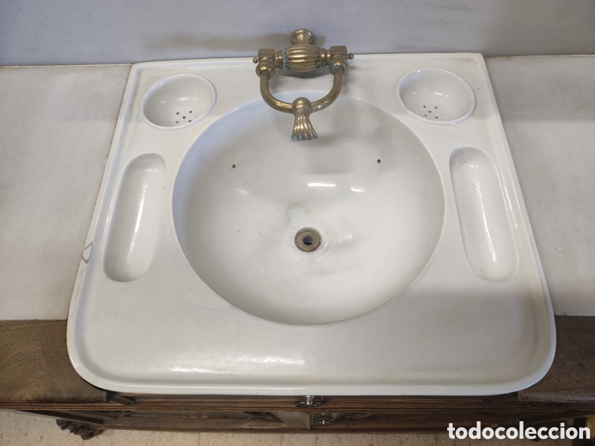 Antig&uuml;edades: Lavabo de nogal y marmol - Foto 13