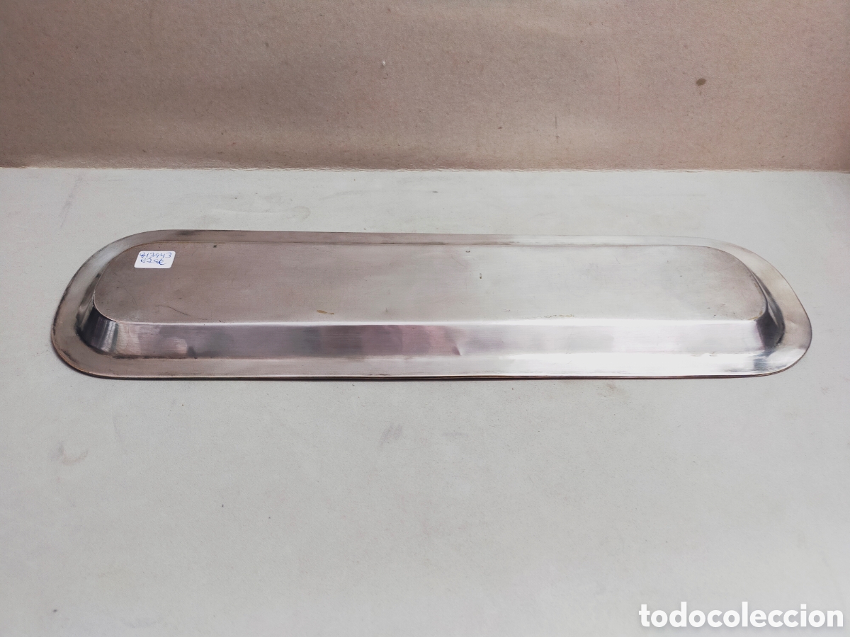 Antig&uuml;edades: BANDEJA ALARGADA EN METAL PLATEADO. - Foto 5