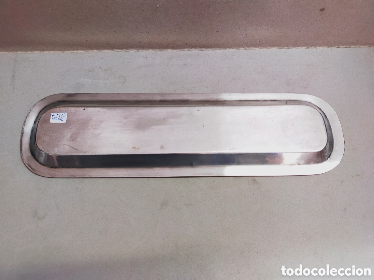 Antig&uuml;edades: BANDEJA ALARGADA EN METAL PLATEADO. - Foto 6