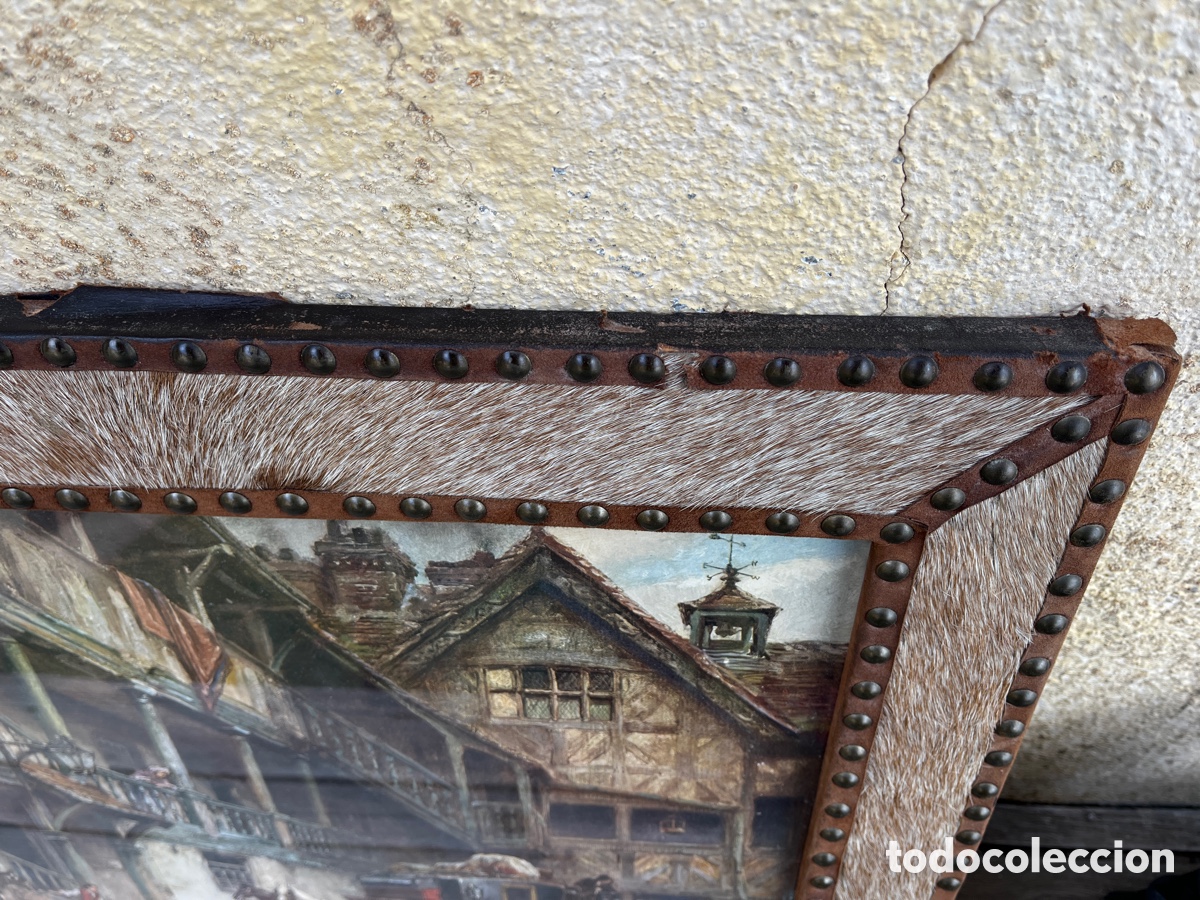 Antig&uuml;edades: Marco de piel con pelo. Cristal. - Foto 5