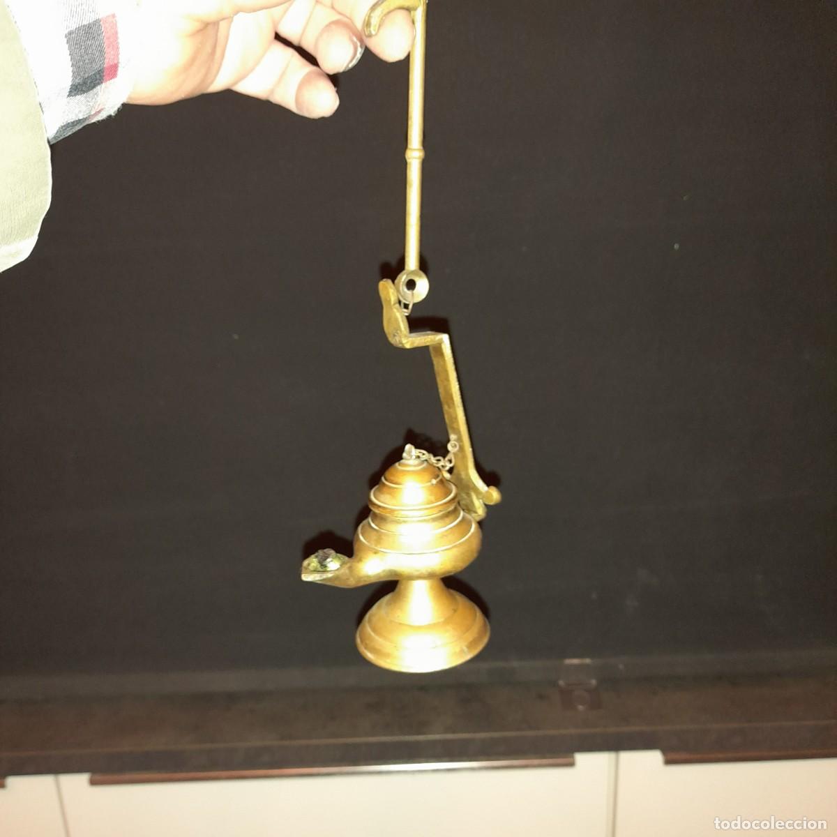 Antig&uuml;edades: L&aacute;mpara de aceite, candil en bronce - Foto 5