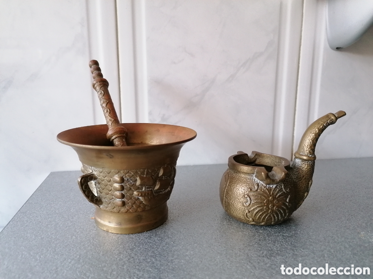 Antig&uuml;edades: Almirez reyes cat&oacute;licos y pipa bronze - Foto 1