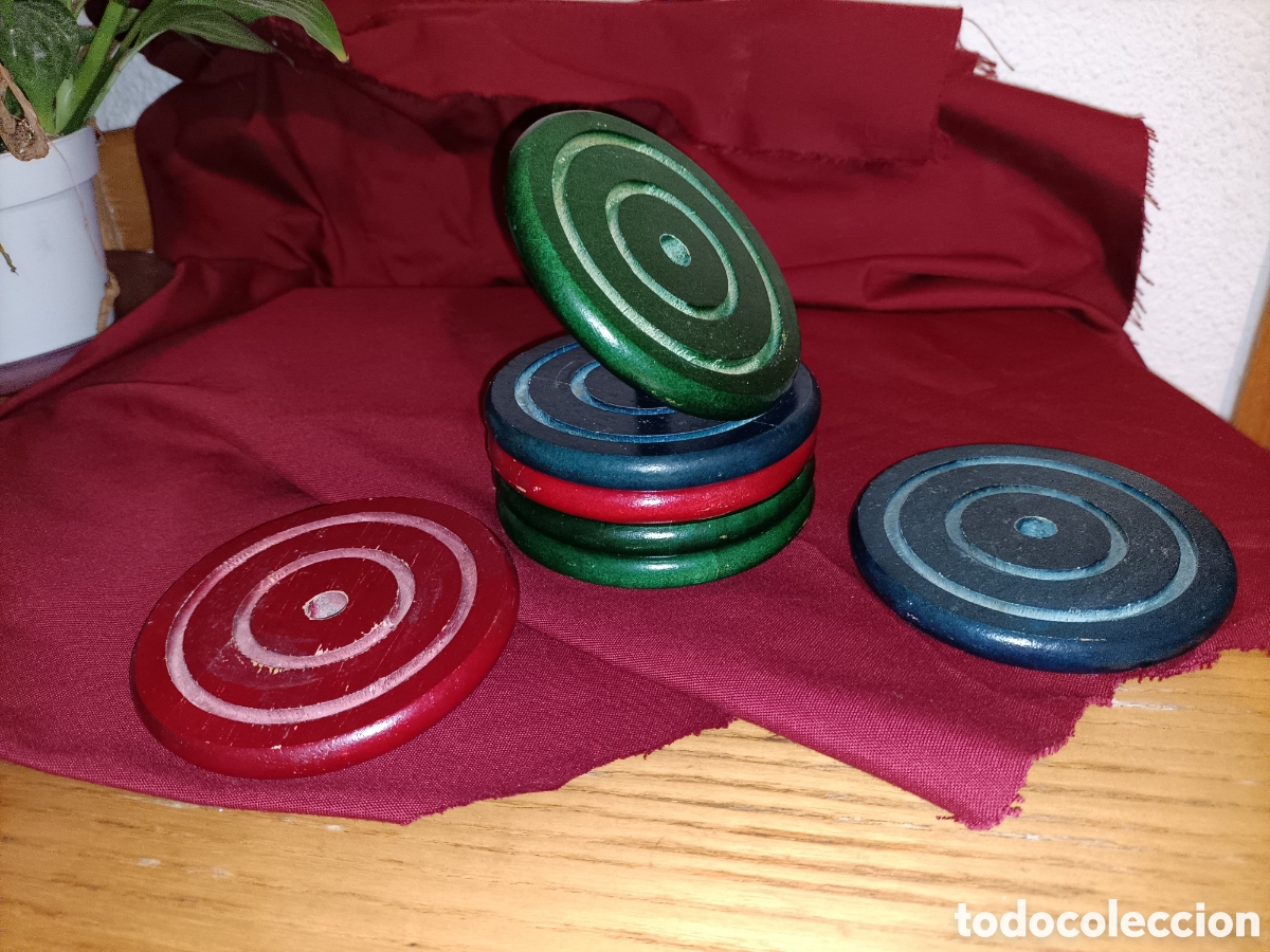 Antig&uuml;edades: Seis posavasos de madera. - Foto 1