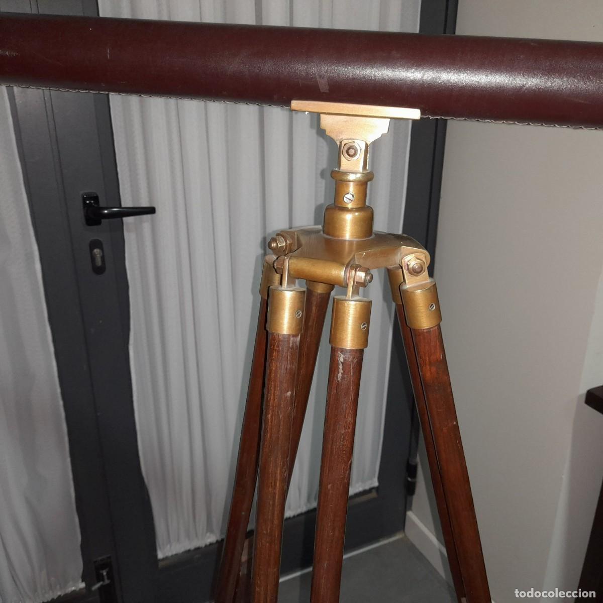 Antig&uuml;edades: Telescopio de bronce con tripode de madera - Foto 2