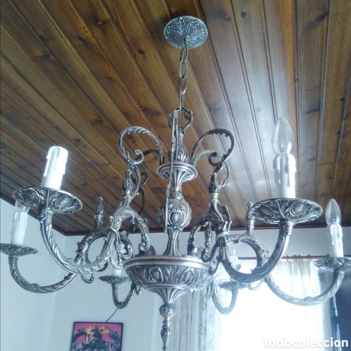 Antiguidades: L&Aacute;MPARA ESTILO G&Oacute;TICO METAL ENVEJECIDO.