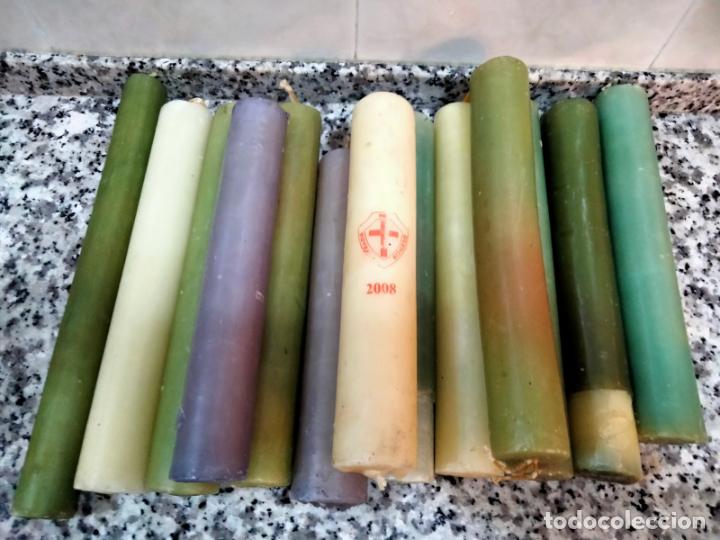 Antig&uuml;edades: Lote de 13 Velas de Cera - Foto 3