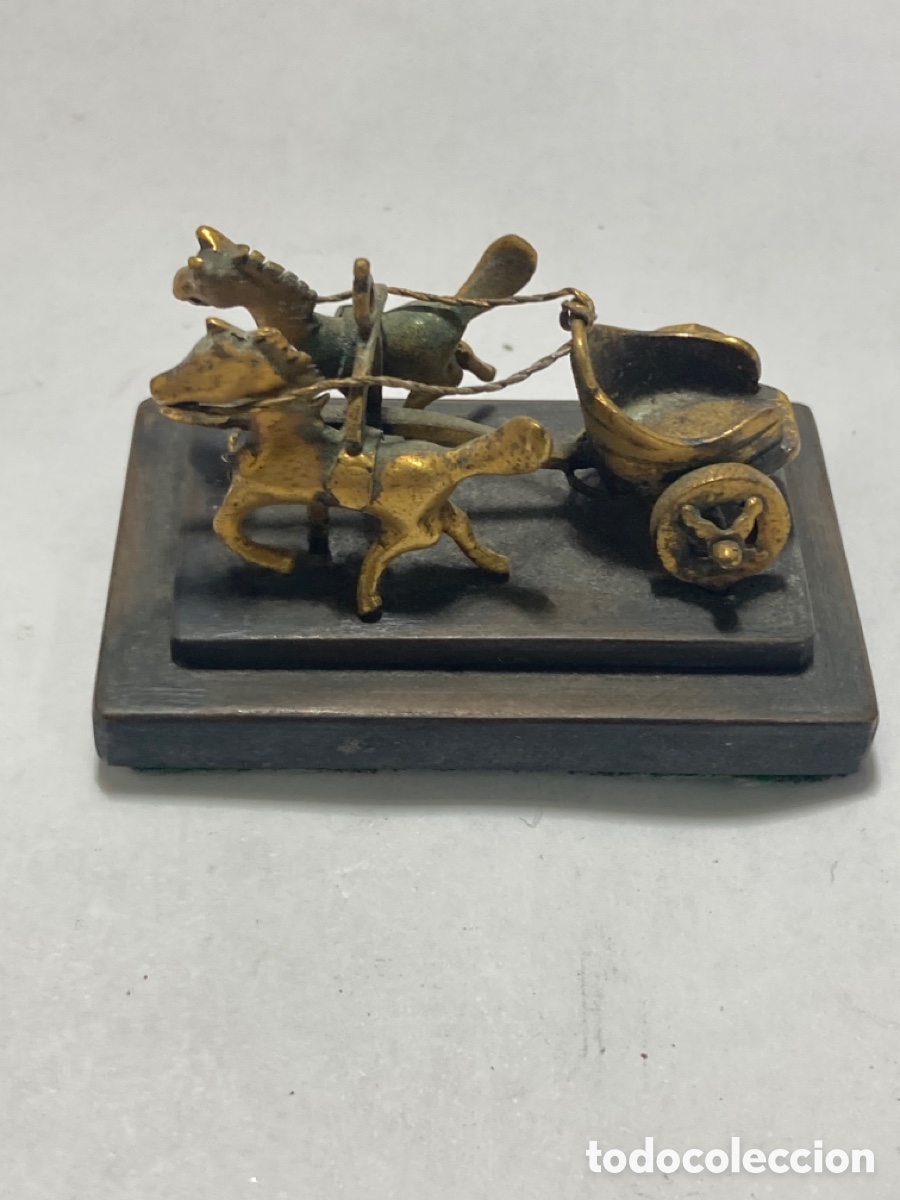 Oggetti Antichi: Figura de bronce carruaje Romano , peque&ntilde;a 56x37 mm