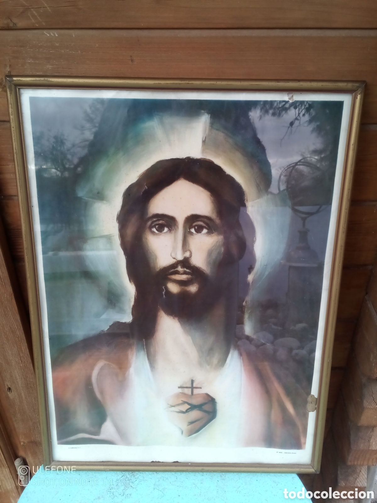 Antig&uuml;edades: CUADRO LAMINA SAGRADO CORAZ&Oacute;N JES&Uacute;S - Foto 1