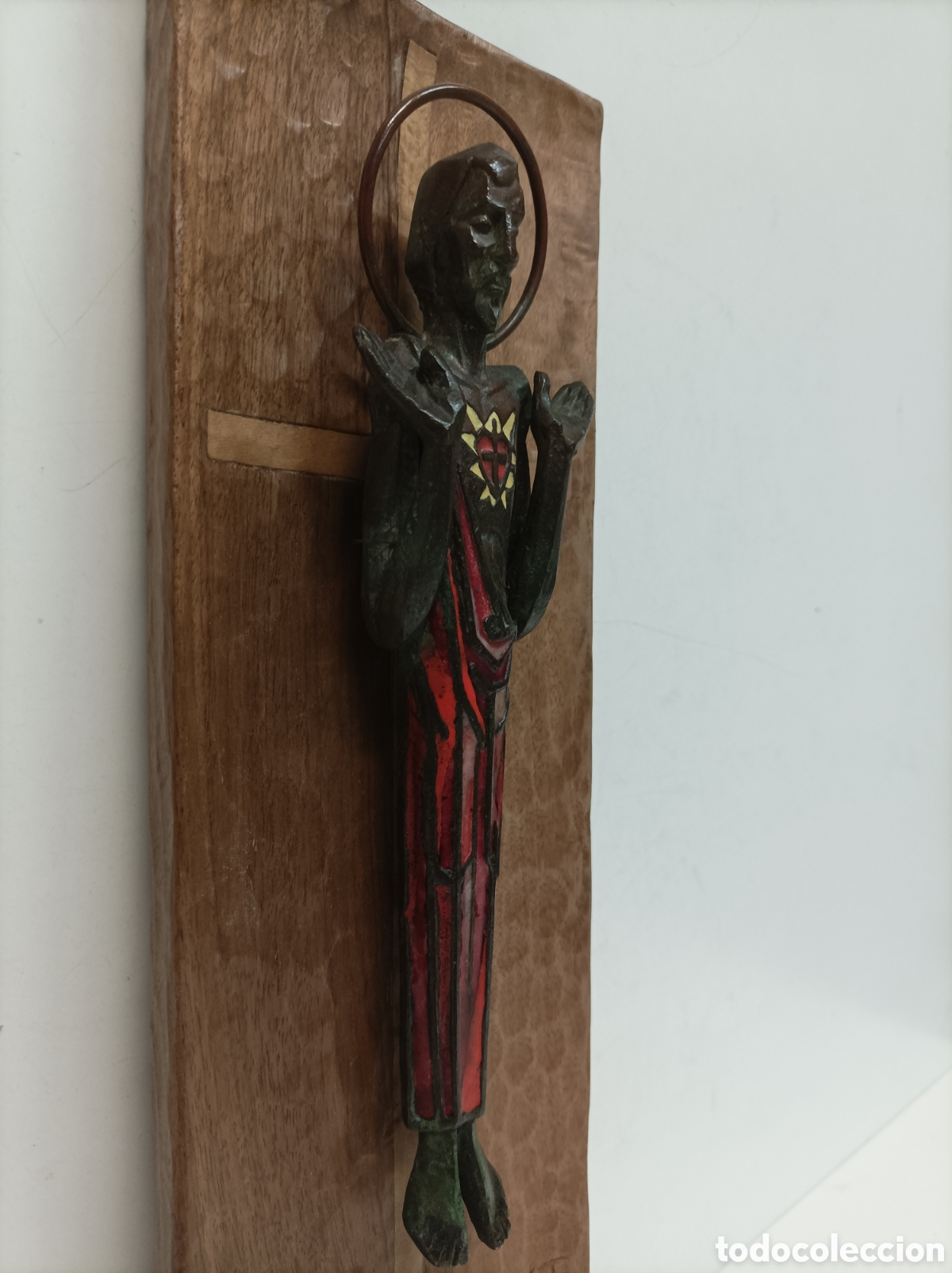 Antig&uuml;edades: Jes&uacute;s sagrado coraz&oacute;n bronce y esmalte - Foto 3