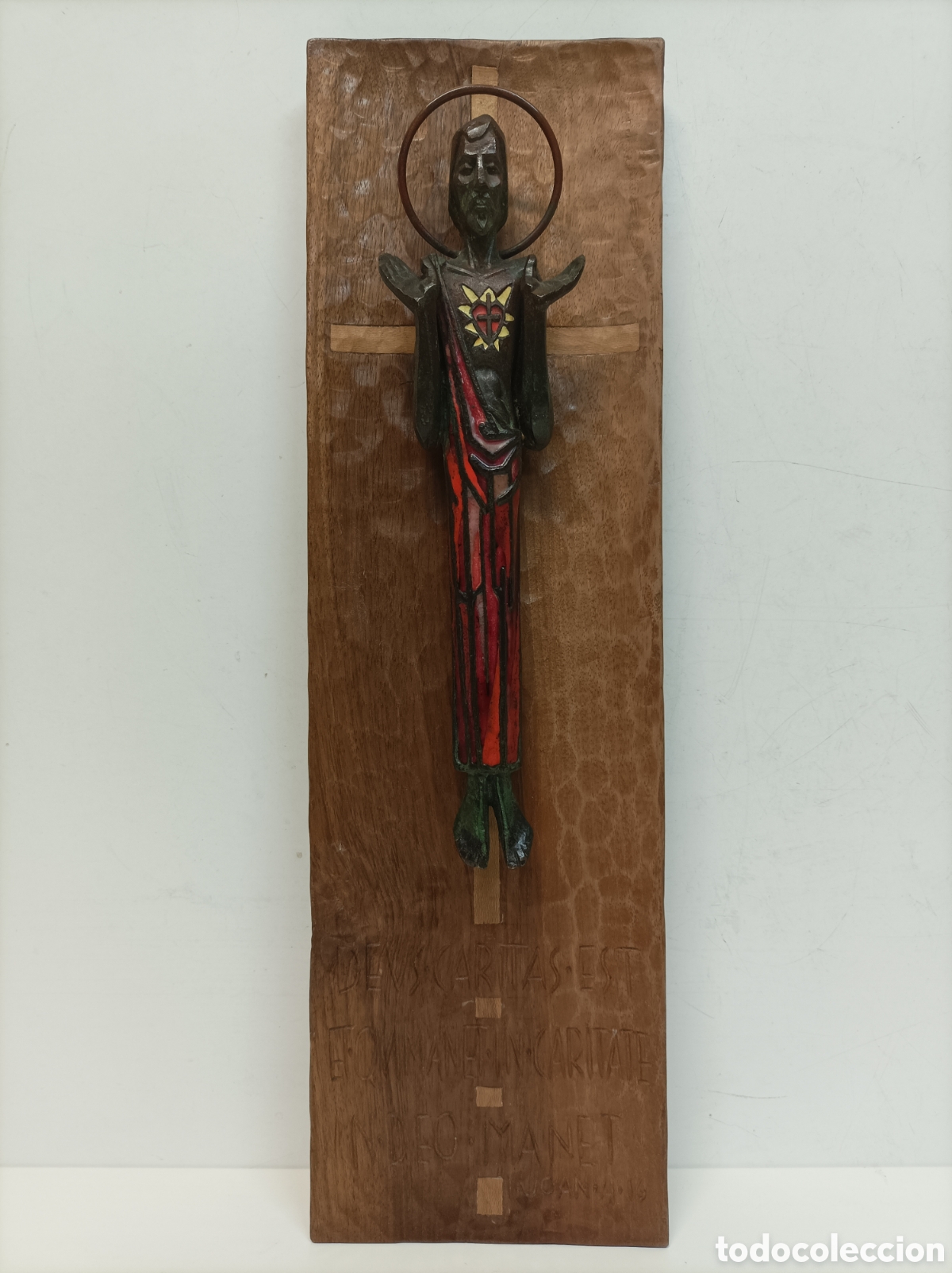 Antig&uuml;edades: Jes&uacute;s sagrado coraz&oacute;n bronce y esmalte - Foto 1