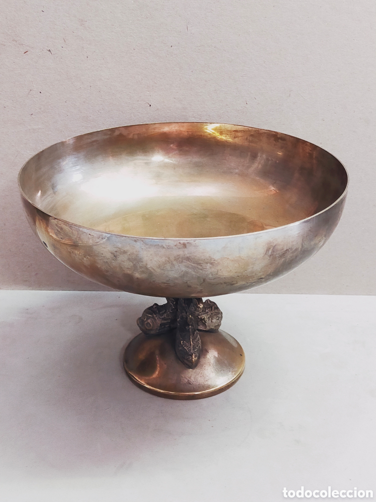 Antig&uuml;edades: FRUTERO EN METAL PLATEADO, BASE CON 3 PECES. - Foto 12