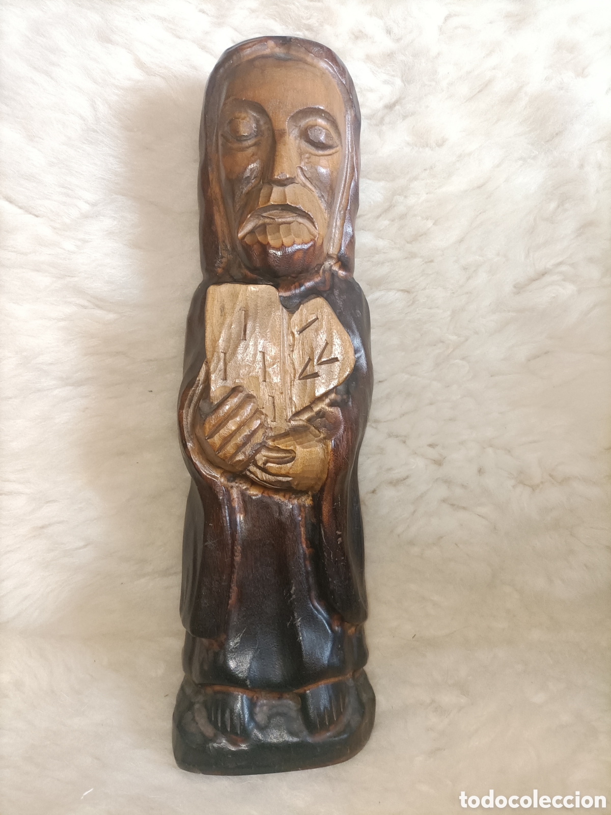 Antig&uuml;edades: Antigua figura de Mois&eacute;s madera maciza. - Foto 2