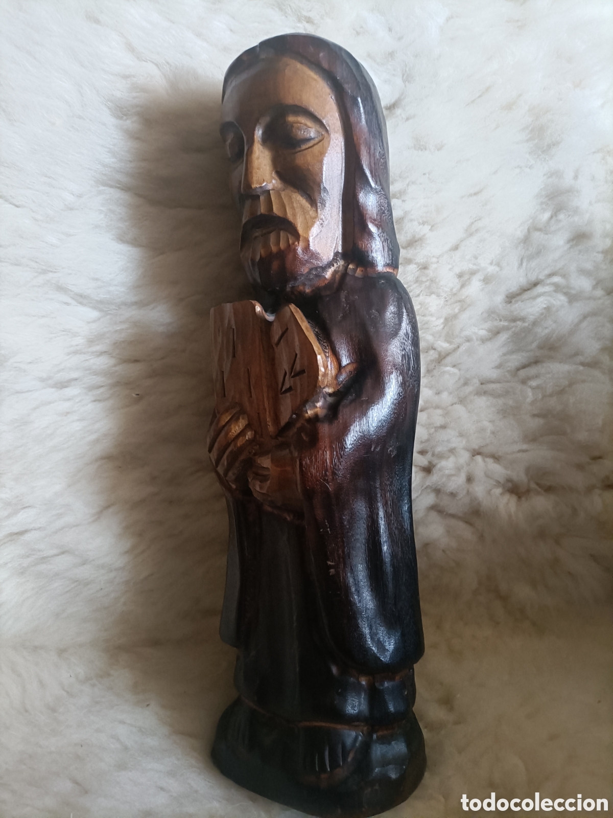 Antig&uuml;edades: Antigua figura de Mois&eacute;s madera maciza. - Foto 4