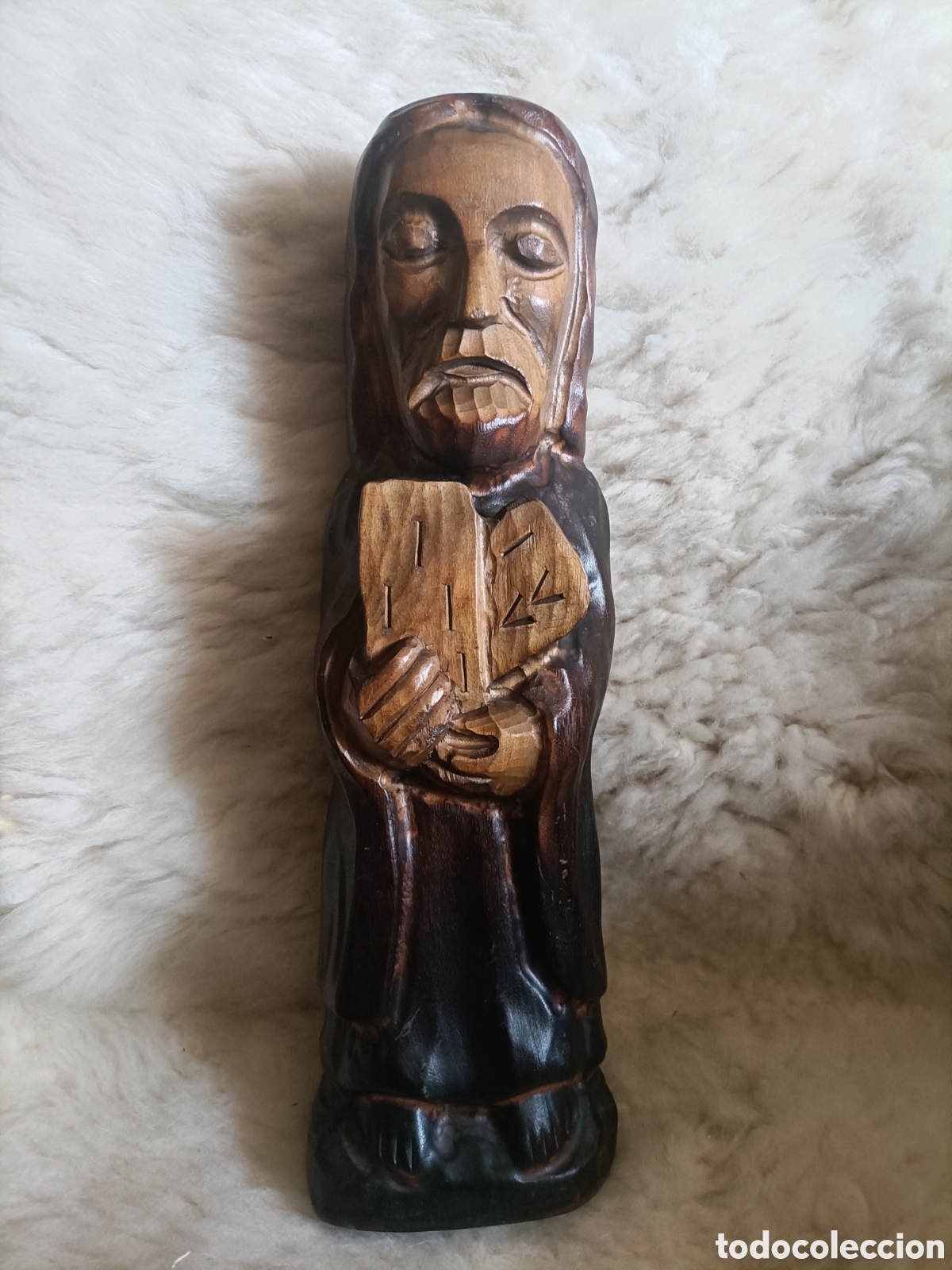 Antig&uuml;edades: Antigua figura de Mois&eacute;s madera maciza. - Foto 1