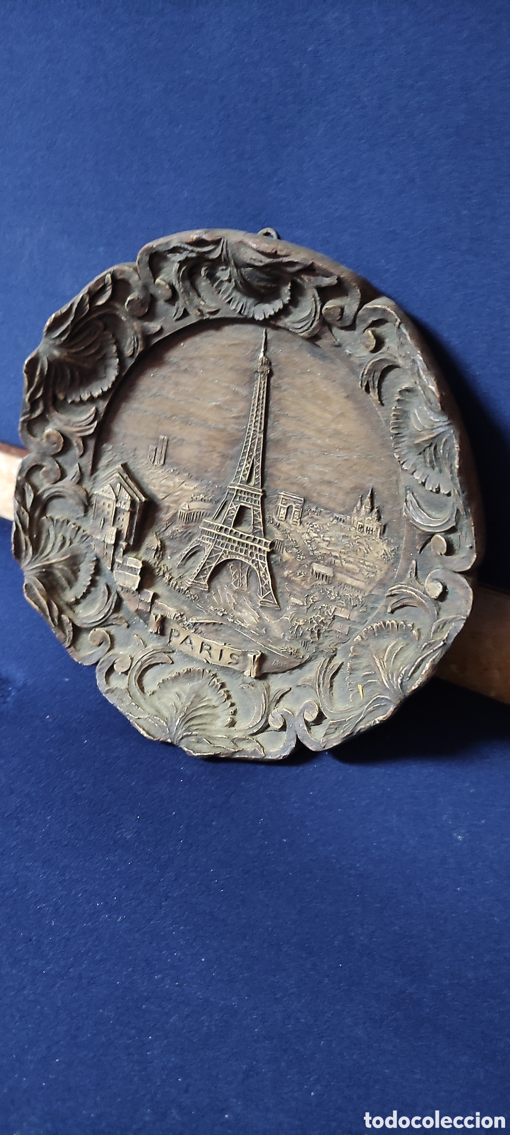 Antig&uuml;edades: PLATO DE MADERA DE PARIS - Foto 2