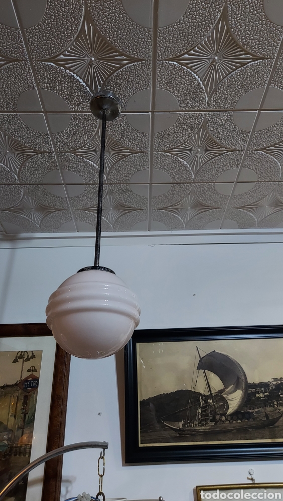 Antig&uuml;edades: L&aacute;mpara de techo opalina Art Dec&oacute; - Foto 5