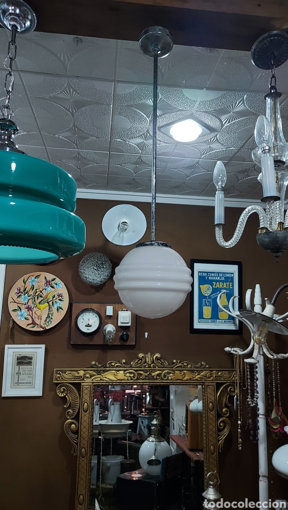 Antig&uuml;edades: L&aacute;mpara de techo opalina Art Dec&oacute; - Foto 1
