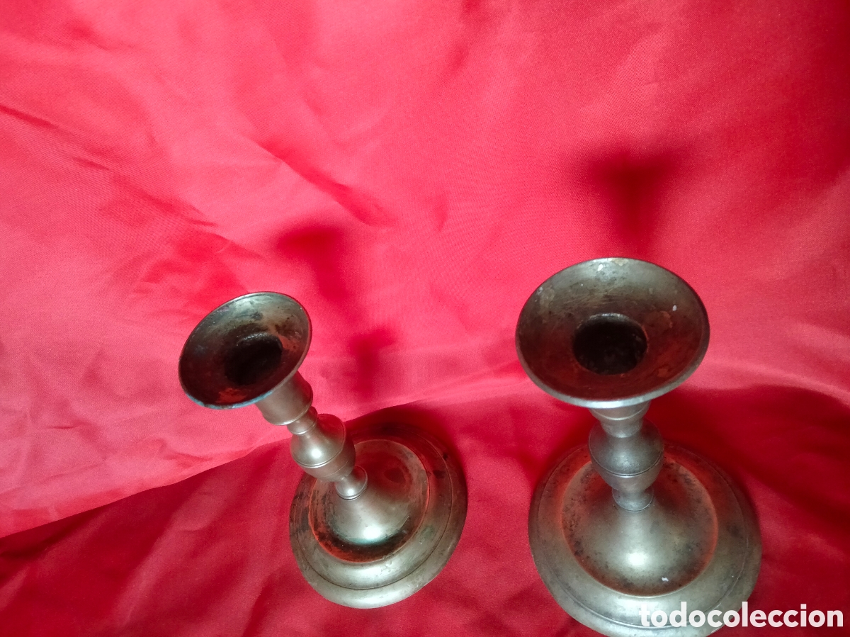 Antig&uuml;edades: Candelabros antiguos 23cm - Foto 4
