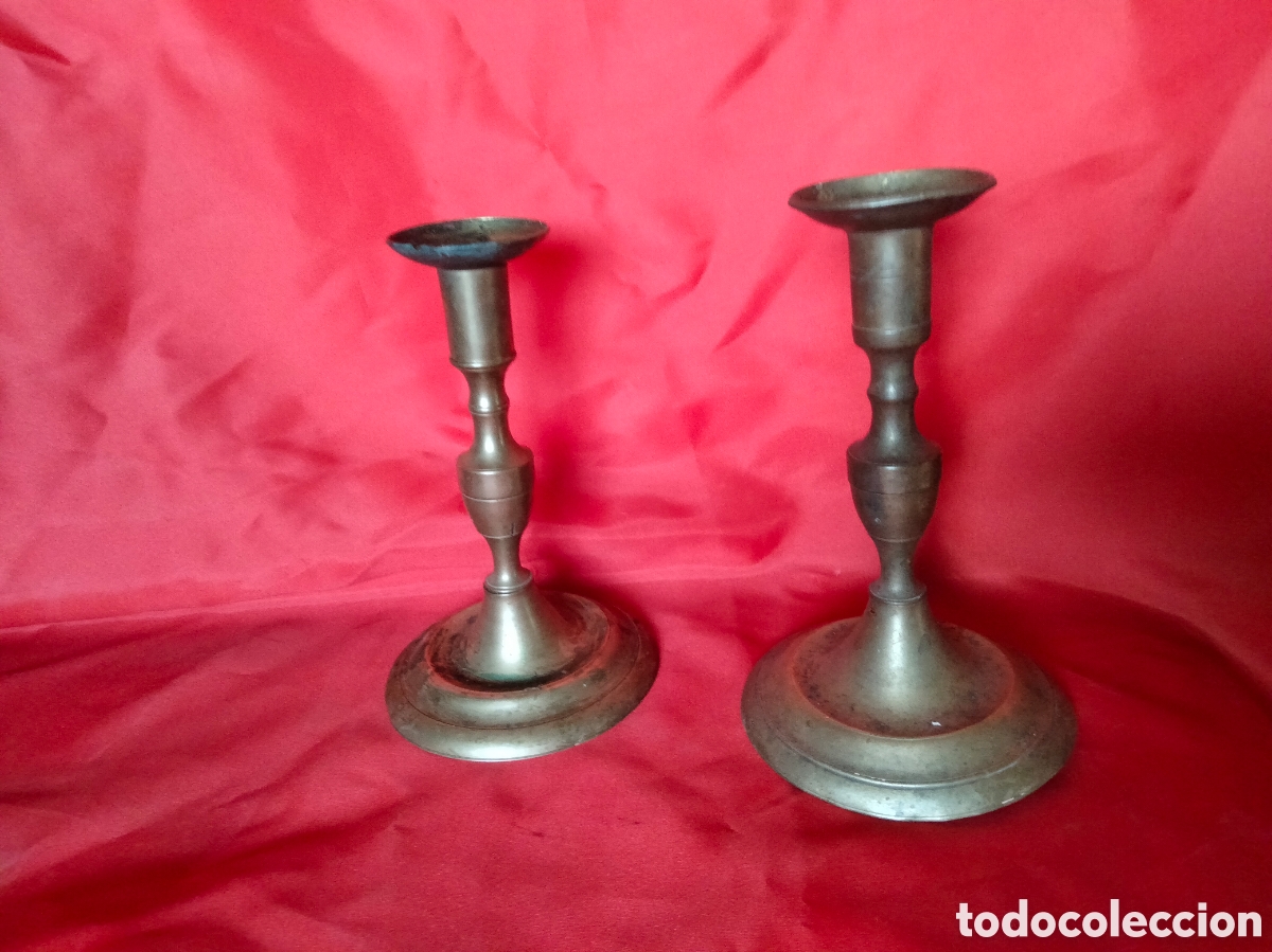 Antig&uuml;edades: Candelabros antiguos 23cm - Foto 1