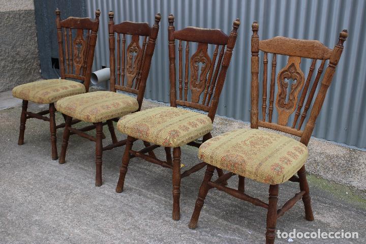 Antig&uuml;edades: 4 sillas de roble macizo - Foto 2