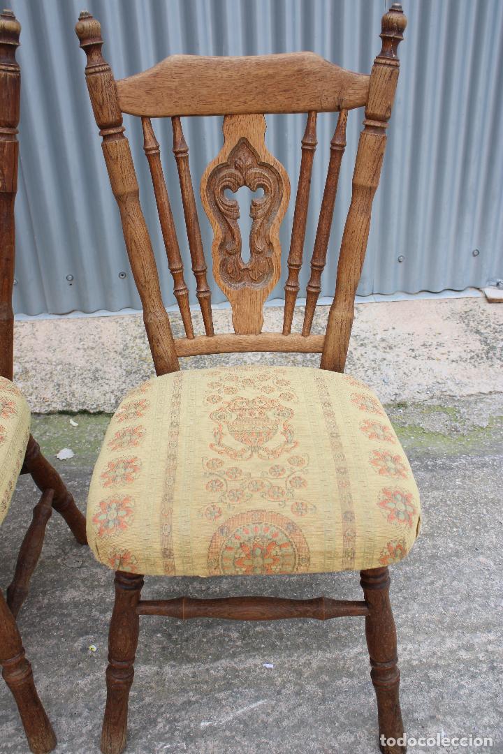 Antig&uuml;edades: 4 sillas de roble macizo - Foto 3