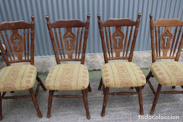 Antig&uuml;edades: 4 sillas de roble macizo - Foto 6
