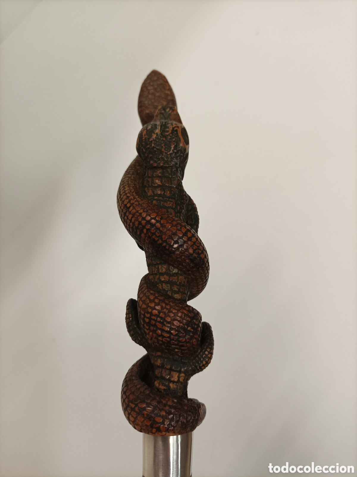 Antig&uuml;edades: Bast&oacute;n Serpiente y cocodrilo plata cuerno - Foto 4